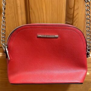 Steve Madden Small Red Purse. Silver chain and red leather strap. Excellent!